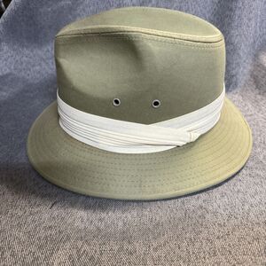 Mens Large Dorfman Pacific Hat, Cap, Headwear Fedora Size 7 1/4-3/8 green White
